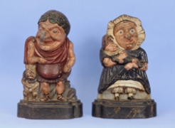 Pair of Painted Cast Iron "Punch and Judy" Doorstops