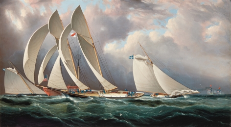 Yacht Racing Off Sandy Hook NYYC Ragatta June 14, 1877 by JE Buttersworth