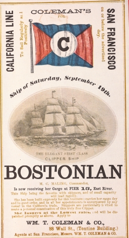 Ship "BOSTONIAN" California Line Clipper Ship Card