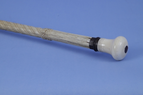 Unknown, Scrimshaw Whale Ivory and Bone Cane with Carved Wormed rope Carving, Mid-19th Century, Mid 19th Century