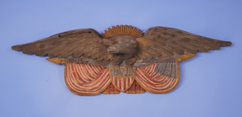 Important 19th Century Carved and Painted American Patriotic Stern Board Carving
