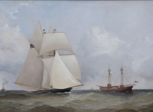 Yacht Cambria Passing Sandy Hook Light Ship Arriving in America for the First America's Cup Race 1870, by Charles Gregory