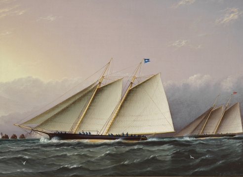 Yacht Dauntless Racing off the Needles in the 1872 International Race by JE Buttersworth