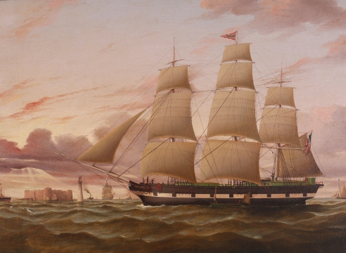 The American Ship Excelsior Arriving at Liverpool at Sunset, English, circa 1850 by Duncan McFarlane