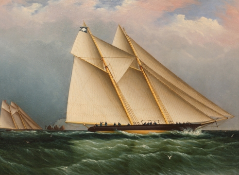 Schooner racing off the Needles by James E. Buttersworth