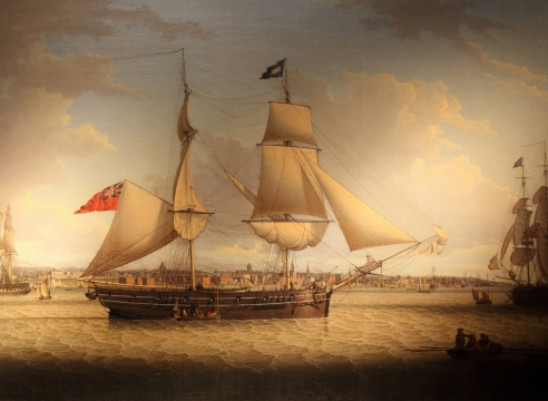 A 16-Gun Brig in Two Positions on the Mersey by Robert Salmon