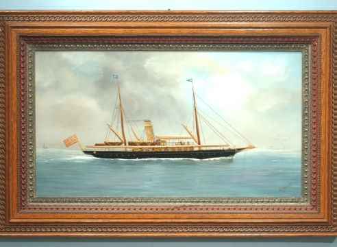 Silk-work Picture of the SY Sylvia by CH Burkert