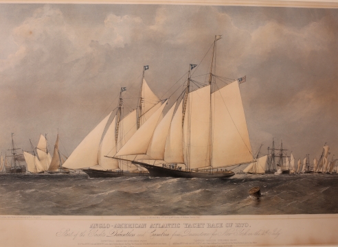 Colored Lithograph Titled "Anglo-American Atlantic Yacht Race of 1870