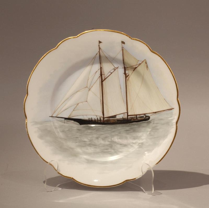 Eleven Hand Painted Limoge Plates on Board "Medeleine"