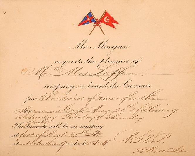 JP Morgan Invitation to Observe the 1903 America's Cup from Corsair