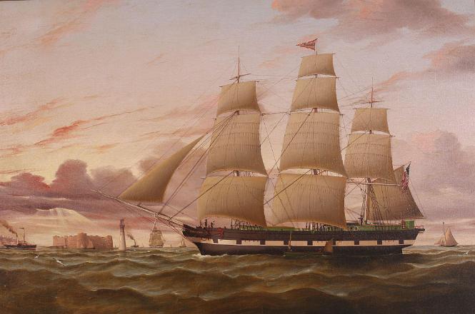 The American Ship Excelsior Arriving at Liverpool at Sunset, English, circa 1850 by Duncan McFarlane