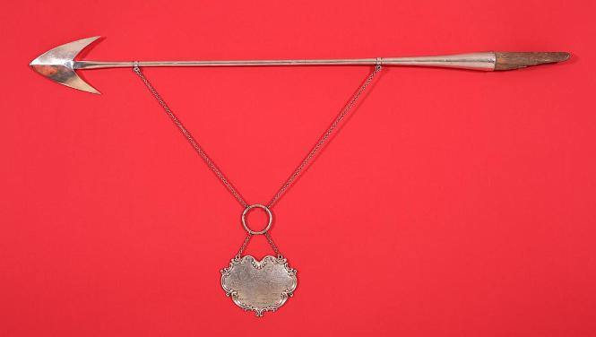 Corinthian Yacht Club:American silver harpoon-form yacht prize signed Whiting Mfg. New York, dated 1892