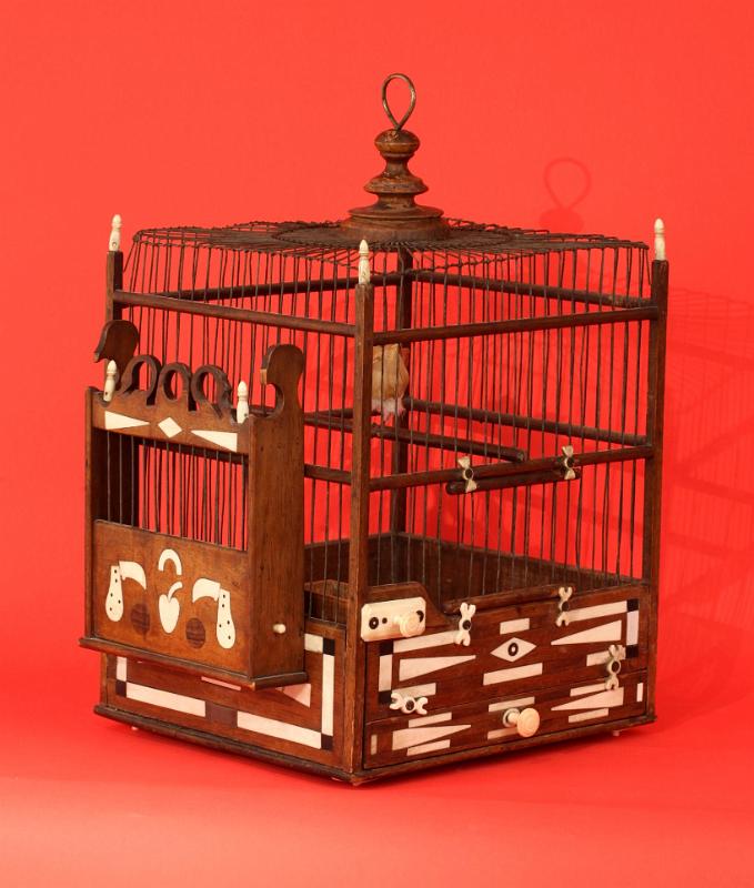 Outstanding and Rare Scrimshaw, Signed and Dated Bird Cage , dated 1862