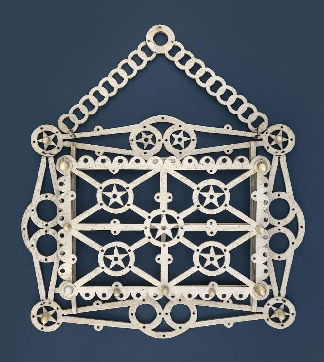 Rare and Important Whalebone and Whale Ivory Wall Pocket American circa 1860