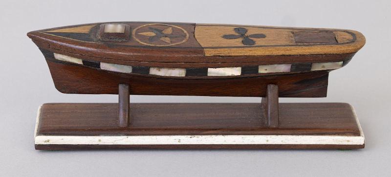 Attractive Small Puzzle Box in the Form of a Ship's hull American or English, circa 1870