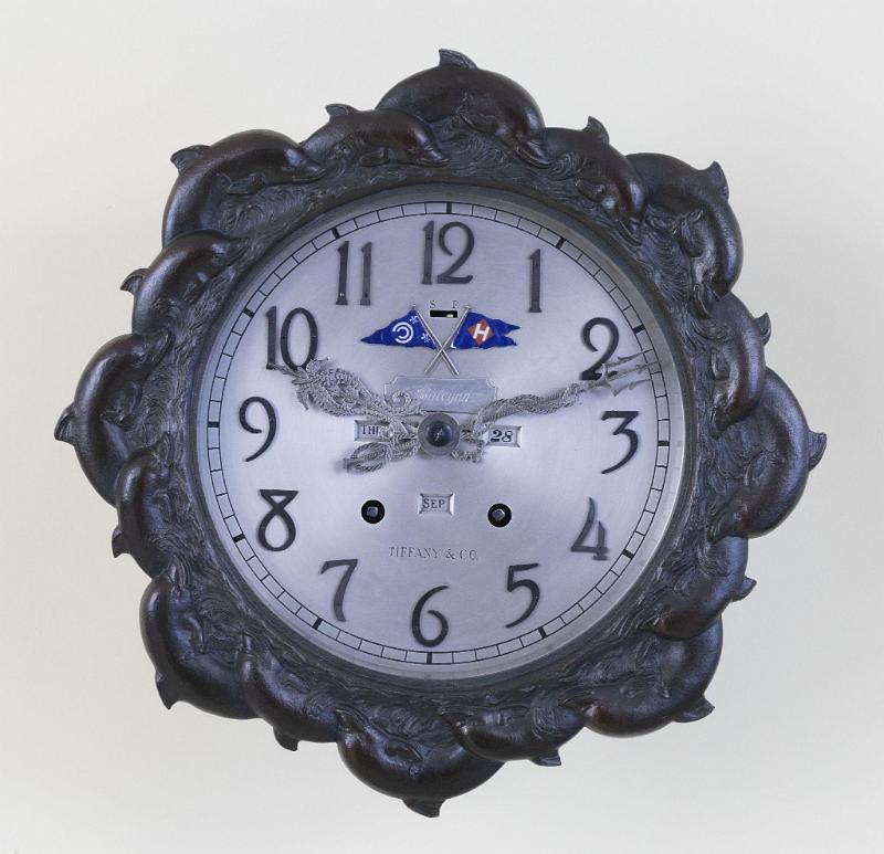 Rare Tiffany Makers Ship Strike Clock #805 with Perpetual Calendar, Made for the Yacht Halcyon in 1907