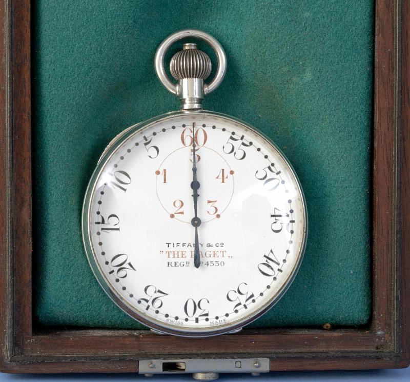 Boxed silver Presentation Yacht Timer stop watch signed "TIFFANY 7 CO., THE PAGET Reg No. 4330" Made by "WEILL & Co."and dated 1927