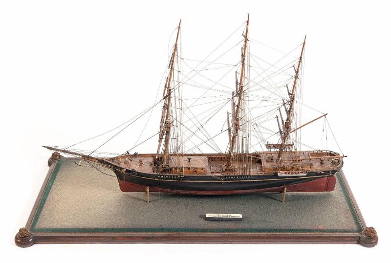 Rare 19th Century Cased Ship's Model of the Clipper Ship "Sea Serpent" with several  original Bone components.