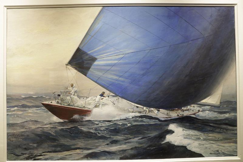 Painting of The America's Cup trials Yacht "American Eagle" by Frank H. Wagner, American 1964
