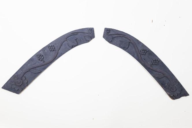 Pair of Old surface Painted Trail Boards with Carved Grape Vine with Leaves and Grapes