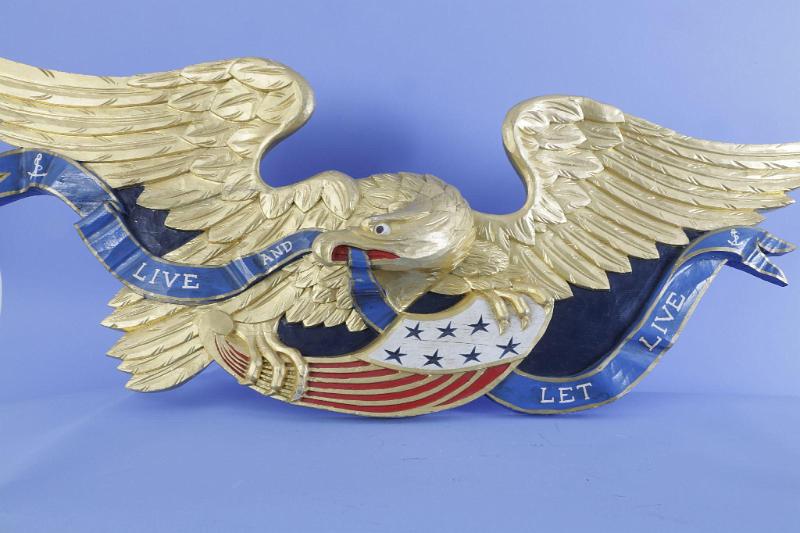 Carved Painted and Gilded Eagle Made by the "Artistic Carving Company of Boston"