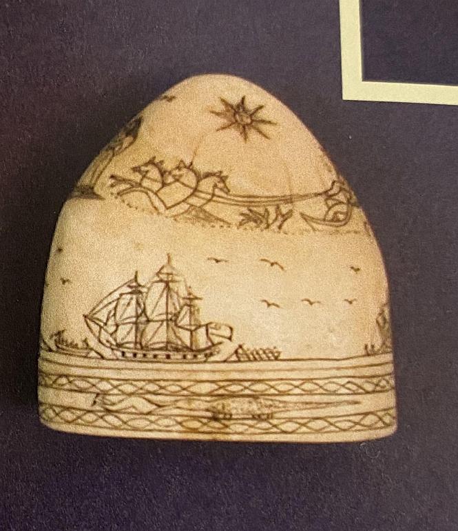 Scrimshaw Whale Ivory Box attributed to Edward or William Hill English Circa 1835