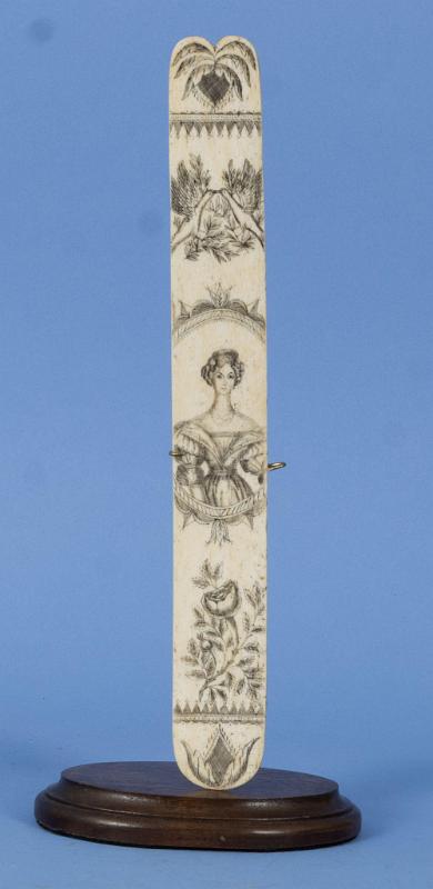 Fine Scrimshaw Busk by the "Bank Note Engraver Artist", Mid 19th Century