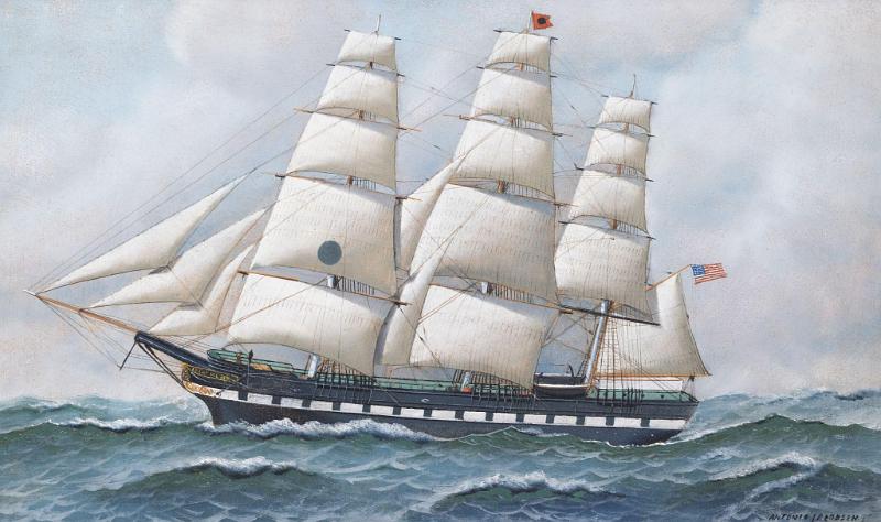 Antonio Nicolo Gasparo Jacobsen (Danish-American, 1850-1921), Portrait of the Black Ball Line  Ship "Isaac Webb", Circa 1915