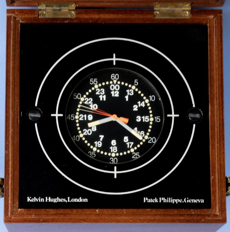 Patek Phillipe - Kelvin and Hughes Boxed Naviquartz III with Movement #4.193968

Dial: matte black

Caliber: Naviquartz III HF

Movement number: 4.193968

Case: painted wood, aluminum 

Size: 184 x 182 x 96 mm 

Signed: dial signed by maker and retailer, movement signed by maker

Box: a fitted wooden box signed Kelvin Hughes, London

Papers: no 


Description

Dial: matte black

Caliber: Naviquartz III HF

Movement number: 4.193968

Case: painted wood, aluminum 

Size: 184 x 182 x 96 mm 

Signed: dial signed by maker and retailer, movement signed by maker

Box: a fitted wooden box signed Kelvin Hughes, London

Papers: no 
Patek Phillipe Naviquartz III HF Model4.193968 with Wood Box

