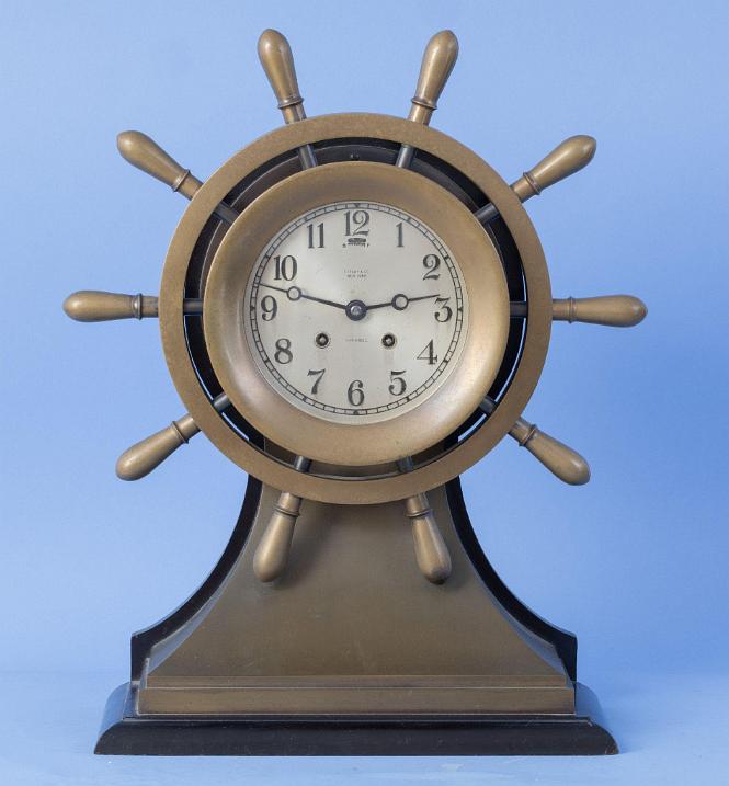 Chelsea 6 Inch Ships Bell Yacht Wheel Clock Retailed by Tiffany