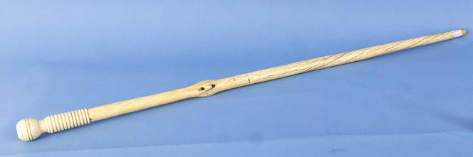 Whaler-made narwhal and whale ivory walking stick, 19th Century