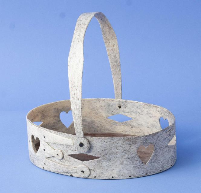 Whaler-made Whale Bone Swing Handle Basket, circa 1860