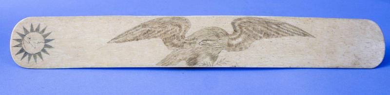 Scrimshaw Whale Bone Busk, American, circa third quarter 19th century