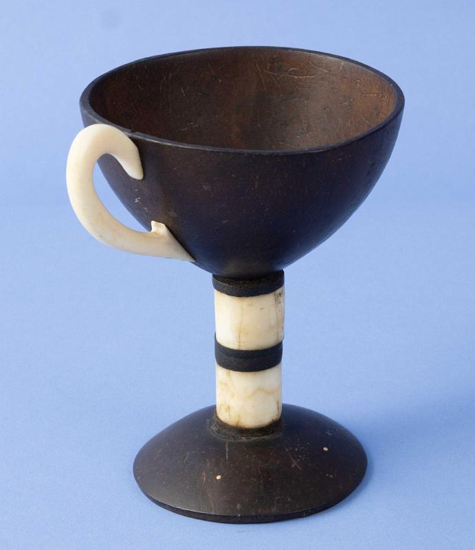 Rare and unusual coconut shell in the form of a chalice, American, mid-19th Century