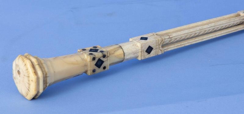 Whale Ivory and Whalebone Architectural Ladies Cane American Mid 19th Century