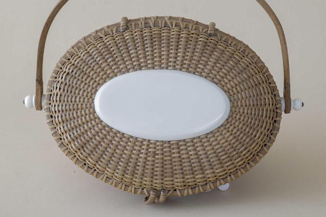 Vintage Nantucket Cocktail Basket by William Severns with Polished Ivory Top