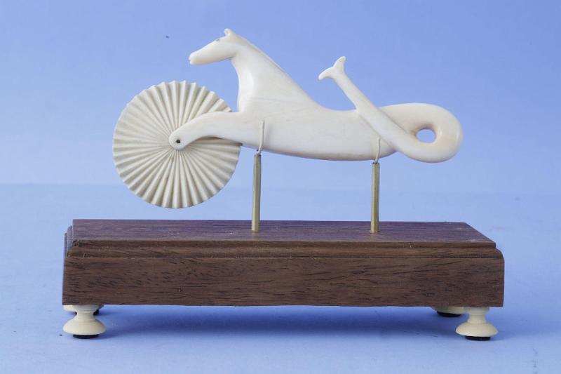 Whale Ivory Scrimshaw Pie Crimper in the Form of a Hippocampus, American Mid 19th Century