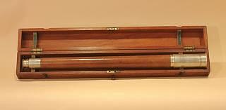 Extremely rare and important boxed lifesaving presentation telescope, signed on the drawtube by the maker "Troughton & Simms, London."  