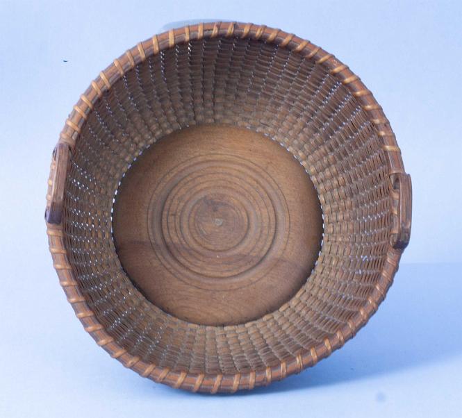 Round Nantucket Lightship, Basket with Hart aped Handles, American circa 1890
