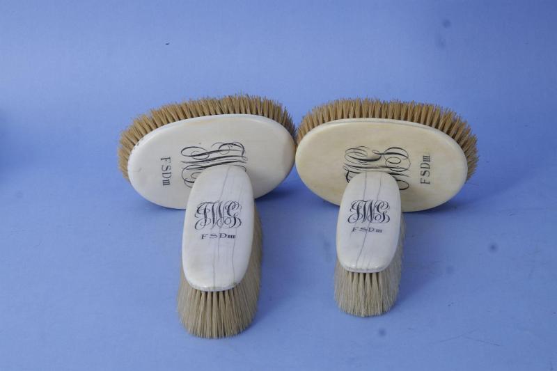 Set of Four Tiffany Ivory Brushes with the Initials of James Warren Goddard, circa 1884