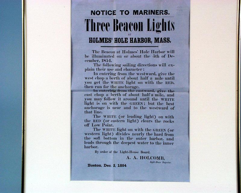Holmes Hole lighthouse Broadside Nantucket