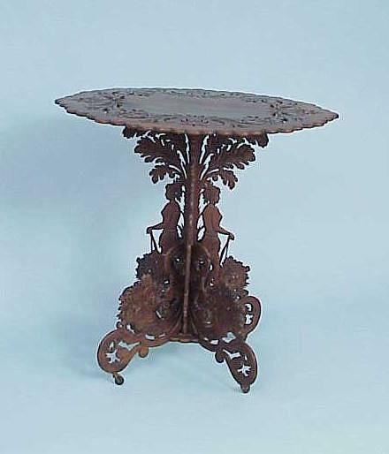 Sailor Carved Table with Indians
