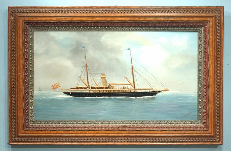 Silkwork picture of the "SY Sylvia" by Gh. Burkert